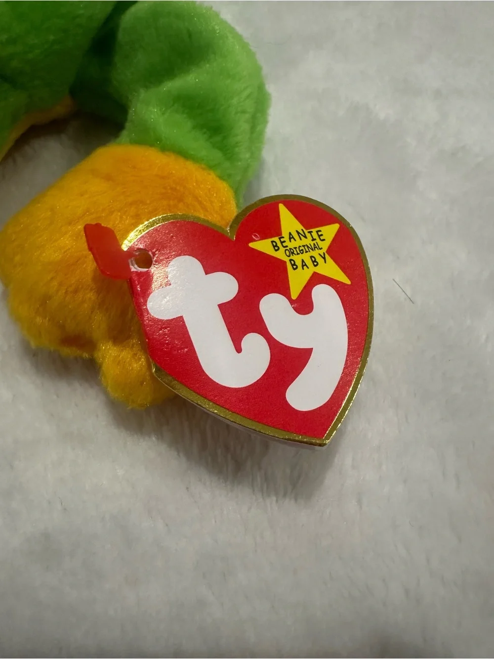 Ty Smoochy Plush Frog Toy - Bright Green and Yellow